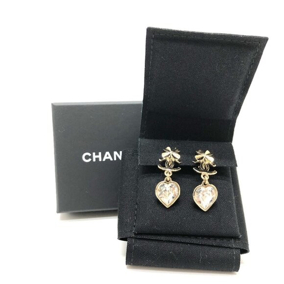 CHANEL Authentic Gold Logo Earrings